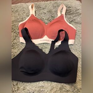 Comfelie Bra Bundle 2 Bras Size Small Black Cream Wireless
